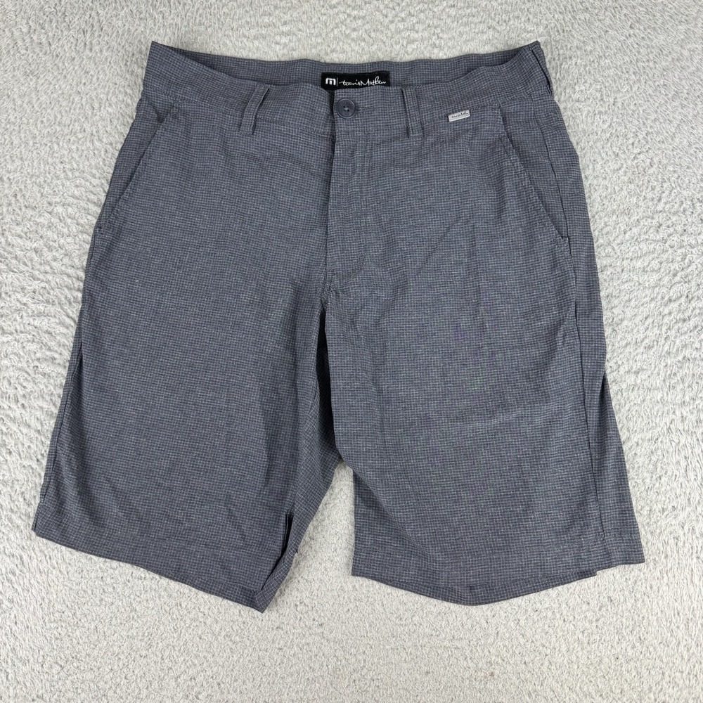 Travis Mathew Mens 30 Grey Performance Golf Shorts Micro Stripe Stretch Heather